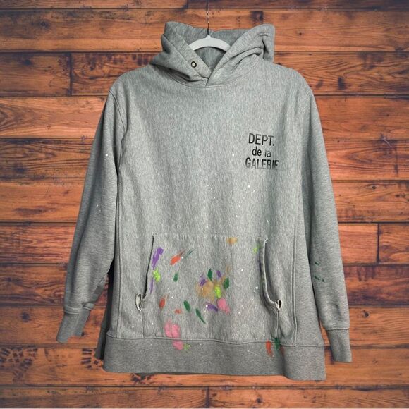 Gallery Dept OG Splatter Grey Distressed Hoodie XL - Picture 1 of 5